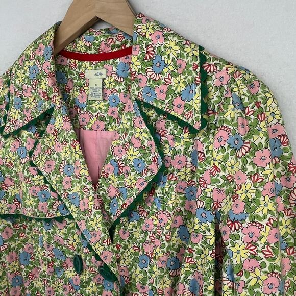 ODILLE Coat 6 ANTHROPOLOGIE Trench Rain Floral Double Breasted Belted Green - Picture 4 of 16